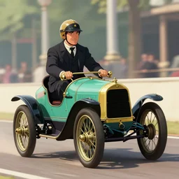 saturated black gold teal colors matte animation cel still of the famous 1 9 0 3 paris madrid race early automobile racing action shot vibrant detailed 1 9 9 0 anime sharp, rendered in unreal engine 5, anime key art by greg rutkowski, bloom, dramatic lighting poster art deco