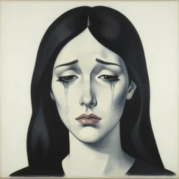 dead inside, beautiful painting by jeremy mann, only one head single portrait roy lichtenstein crying girl patrick nagel, absurdly beautiful, elegant, ultrafine hyperrealistic detailed face illustration by wlop and artgerm and greg rutkowski, alphonse mucha, gerald brom, frank franzetta, craig mullins, intricate linework, sharp focus, smooth, octopath traveler, final fantasy, unreal engine, dramatic lighting, ethereal, 8 k
