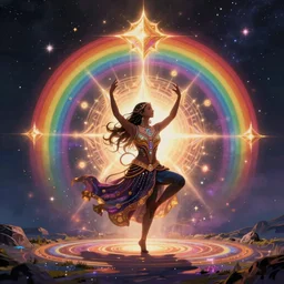 a rainbow explosion of death dreams, exotic hypnotic elegance, cosmic chakra dance, soul searching