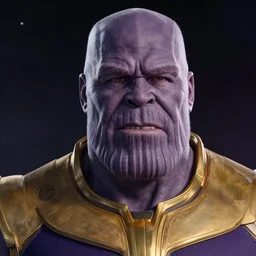 A still of Alex Jones as Thanos in Avengers Endgame, close-up, sigma male, rule of thirds, award winning photo, unreal engine, studio lighting, highly detailed features, interstellar space setting