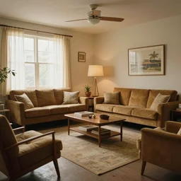 photorealisitic mid - century atomic livingroom