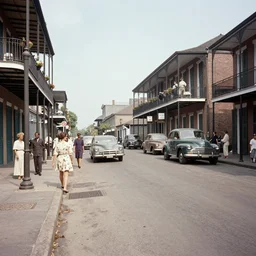 photograph of a street of New Orleans circa 1960