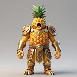 screaming pineapple humanoid figure monster wearing themed armour, symmetrical, highly detailed, digital art, sharp focus, trending on art station, kentaro miura manga art style