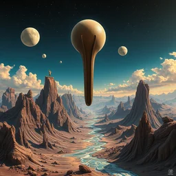 impossible chocolate by beeple, artgerm, salvador dali, bruce pennington, frank, stella, makoto shinkai, angus mckie, alex grey, don bluth, akira toriyama, chris moore, arthur adams, andre masson, dr. suess, brian despain, chesley bonestell. symbolism, surrealism, artstation, 8 k, detailed, uhd