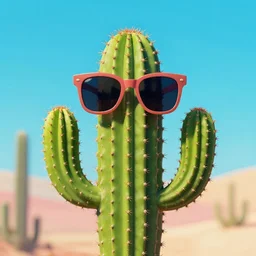 Cactus with sunglasses, digital art, album cover