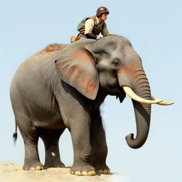 An Aviator with a elephant at his head , art by Norman Rockwell