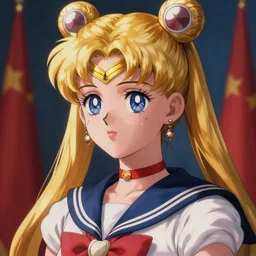 president of belorussia, alexander lukashenko in style of sailor moon, anime, perfect faces, fine details
