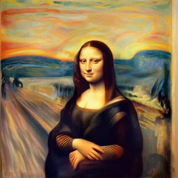 the face of the scream by edvard munch placed on top of the mona lisa