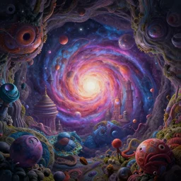 a psychedelic realm in a pocket realm hidden away at the end of the universe, in the style of wlop | greg rutkowski | illustration, epic, fantasy, hyper detailed, smooth, unreal engine, sharp focus, ray tracing