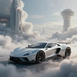 a crossover design sport car in a utopia world. art by filip hodas. clouds by rhads.