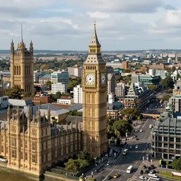 Big Ben and the Houses of Parliament in the Serengeti savannah, award winning drone photography