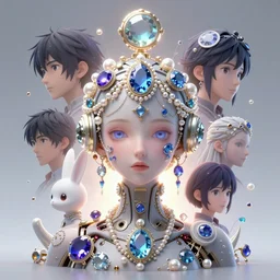 maximalist detailed gemstone elemental portrait by adoryanti, machine. delusions, holosomnia, electrixbunny, rendered in discodiffusion. decorated with pearls and gems, behance hd. by wlop, rhads, makoto shinkai, ilya kuvshinov, igor goryunov artgerm. ray tracing hdr radiating a glowing aura