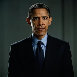 a film still of Barack Obama in The Matrix (1999), dramatic lighting