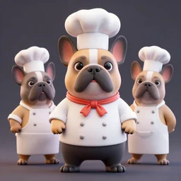3 d blender art of fat french bulldog chef