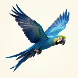 flying stylized blue parrot