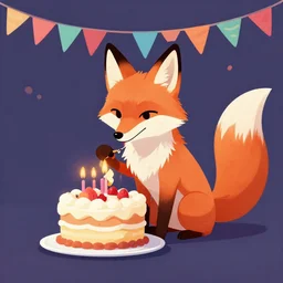 a fox at a party eating birthday cake, character illustration by greg rutkowski, thomas kinkade, alphonse mucha, loish, norman rockwell