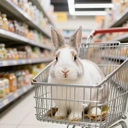 rabbits shopping at the supermarket