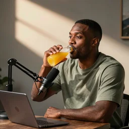 ray lewis drinking juice and hosting a podcast