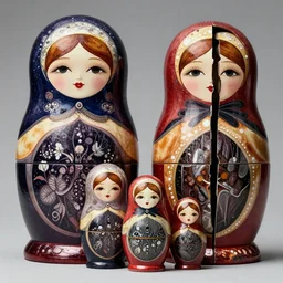 aligned xenomorph nesting dolls, by h. r. giger and zdzisław beksinski.