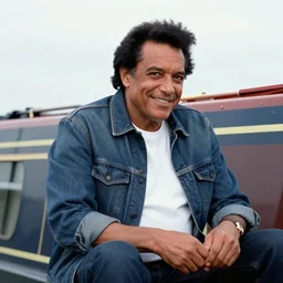 high quality photo of johnny cash on a narrow boat smiling