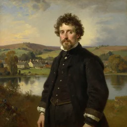 portrait of a town by a lake, countryside, victorian, fantasy, cinematic lighting, realistic, highly detailed, painting by john constable