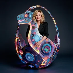 annie liebowitz portrait of a plasma energy tron dinosaur egg in the shape of a random geometric shape, made up of glowing electric plates and patterns. cinestill