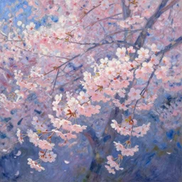 Hanami flowers in impressionism style