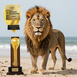 professional photo of a cat lion, national geographic, nature, photo in the beach, studio lighting, very detailed, unreal engine, canon photo, professional lighting, good composition, winning award photo, real cat lion, real,