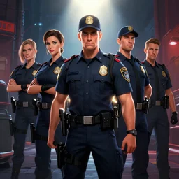 cops and robbers, digital art by julie bell and artgerm and ross tran and angel ganev, highly detailed, trending on artstationhq, lens flare, sharp focus, sharp