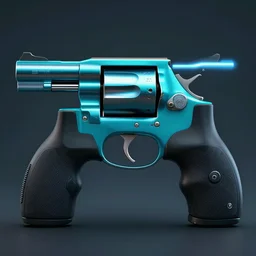 cyberpunk revolver pistol, cyan and teal, photorealistic, 8 k,