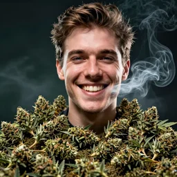 smoking massive amounts of weed, big smile, chunk teeth, by greg rutkowski, scott m fischer, artgerm, loish, slight glow, atmospheric, anne stokes, alexandros pyromallis,, 4 k, 8 k