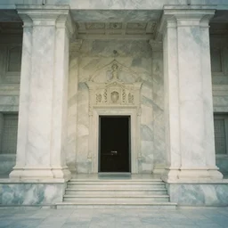 claustrophobic marble temple, film, soft lighting, nostalgia