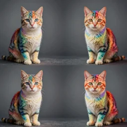 symmetry, repeating pattern. seamless, rainbow cat. award - winning