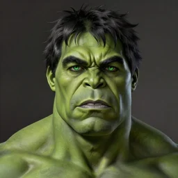 portrait of gender neutral hulk, black hair, green eyes, elegant, real life skin, intricate artwork, high detailed, artstation, concept art, smooth, sharp focus, art by artgerm and greg rutkowski @ ruprechy