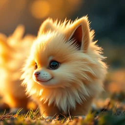 real life pokemon growlithe, adorable, fluffy, ultra realistic, golden hour, sharp focus