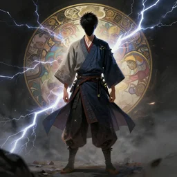 character concept, full body, symmetrical head - on centralized, young man with samurai clothes, no face cover. detailed, high quality, dynamic lightning, fantasy, scenematic. artwork by artgerm, wlop, alex ross, greg rutknowski, alphonse mucha