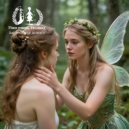 adult fairy comforting a woman, 8 k, hdr, smooth, sharp focus, high resolution, award - winning photo