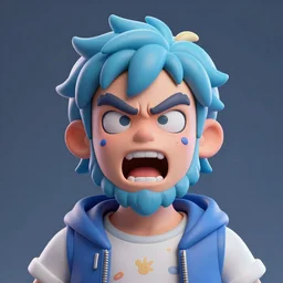 a digital 3 / 4 portrait of a crazy eyed greek god yelling, by antonio mello, 3 d nft, nendoroid 3 d, cyberpunk artm, cgsociety, seapunk, anime aesthetic, rendered in maya