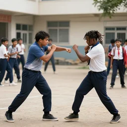 Rival gangs in school show up to fight, realistic.
