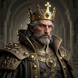the portrait of the king, powerful, an ultrafine hyperdetailed illustration by kim jung gi, irakli nadar, intricate linework, dim colors, octopath traveler, final fantasy, unreal engine highly rendered, global illumination, radiant light, detailed and intricate environment