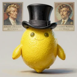 a lemon humanoid figure with no arms or legs, wearing a top hat, dungeons and dragons portrait, highly detailed, digital painting, artstation, concept art, sharp focus, illustration, art by artgerm and greg rutkowski and alphonse mucha