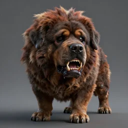 An undead Tibetan Mastiff with insanely sharp teeth, empty eye sockets, Highly detailed digital art