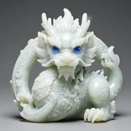 blue eyes white dragon ornate jade sculpture