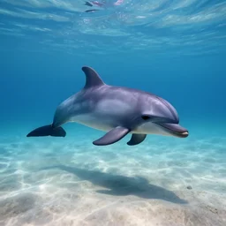 professional photo of an underwater beach similar to level of donkey kong country, by discovery magazine, dolphin underwater, real life, photorealistic, soft focus, long exposure