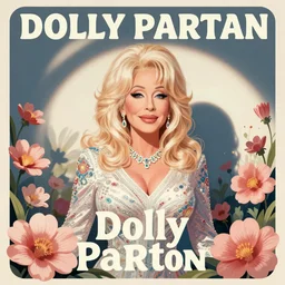 psychedelic poster, Dolly Parton, floral