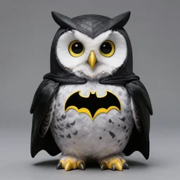 an owl wearing a Batman costume, photo