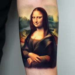 arm tattoo of mona lisa