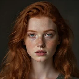 a portrait of a redhead girl with freckles