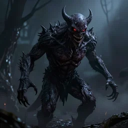 evil shadow monster smiling, eerie, highly detailed