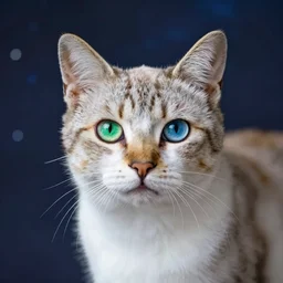soul of a cat with a left green eye and right light blue eye goes to the astral plane